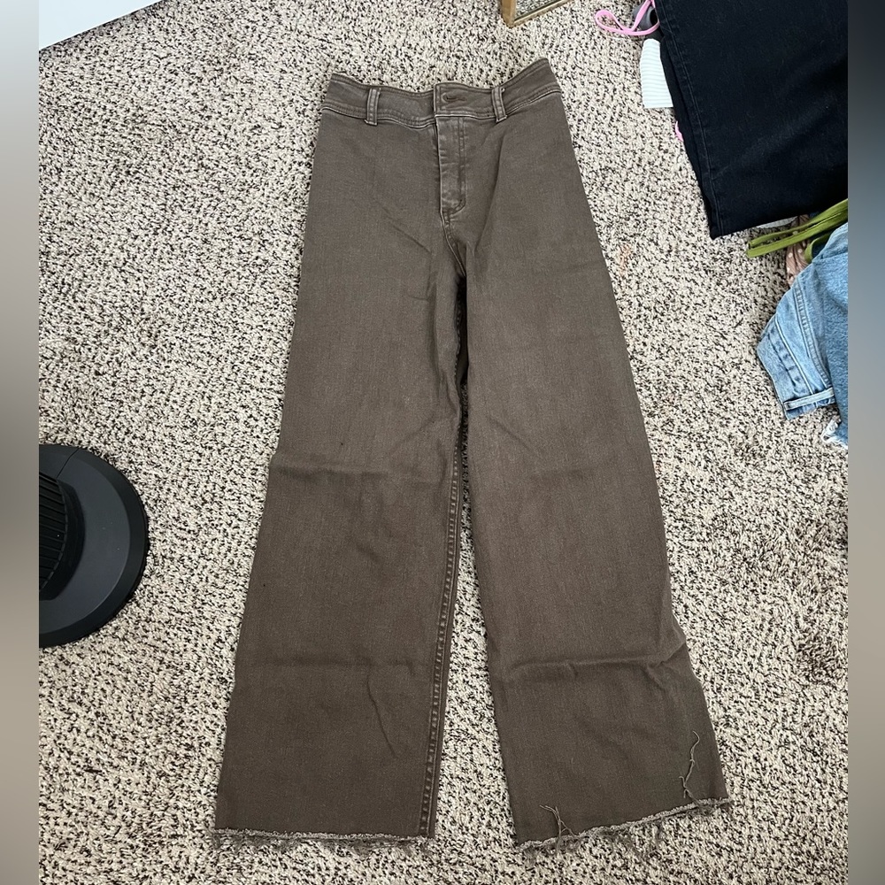 Brown flared crop jeans